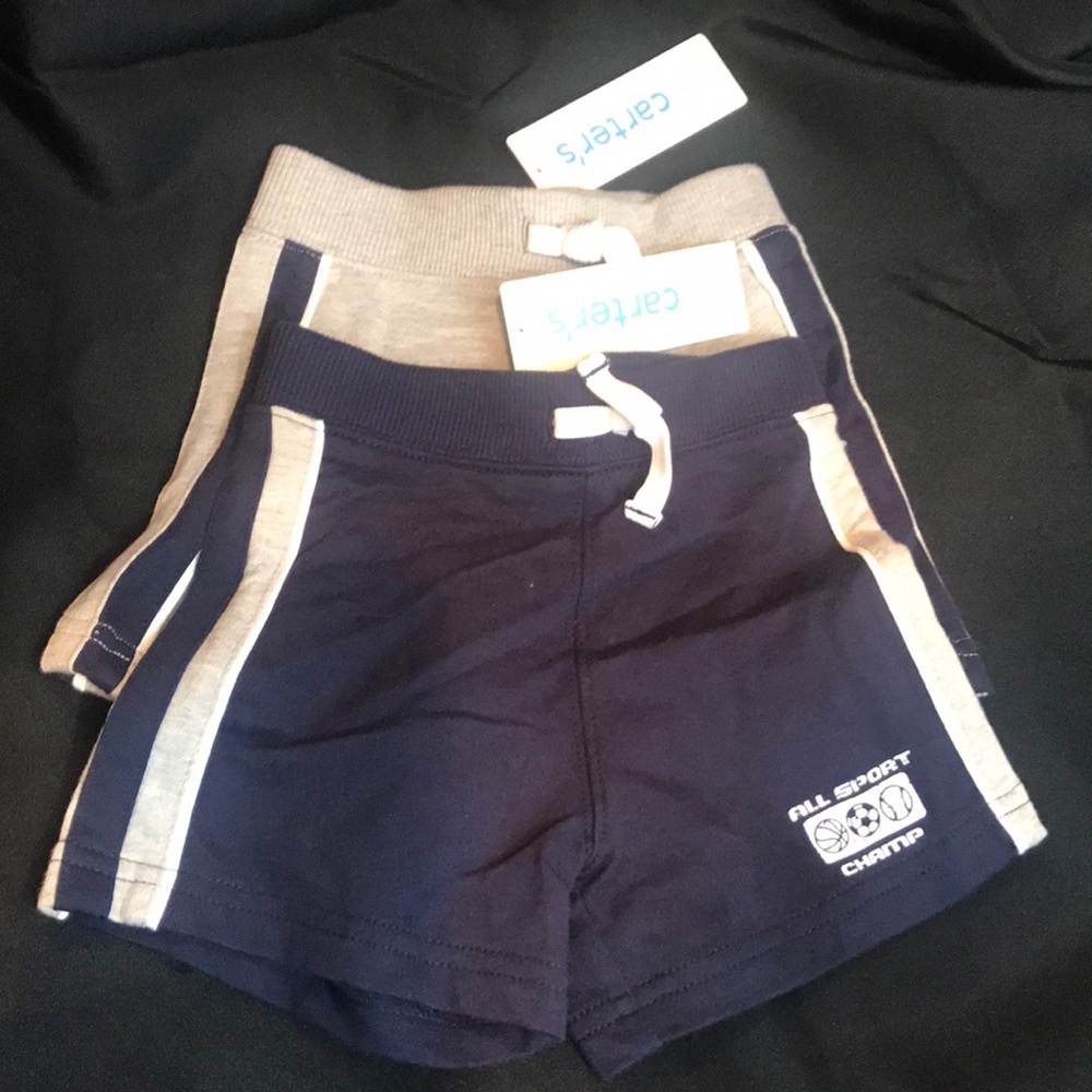 NWT boys carter shorts 100% cotton gray blue 12m